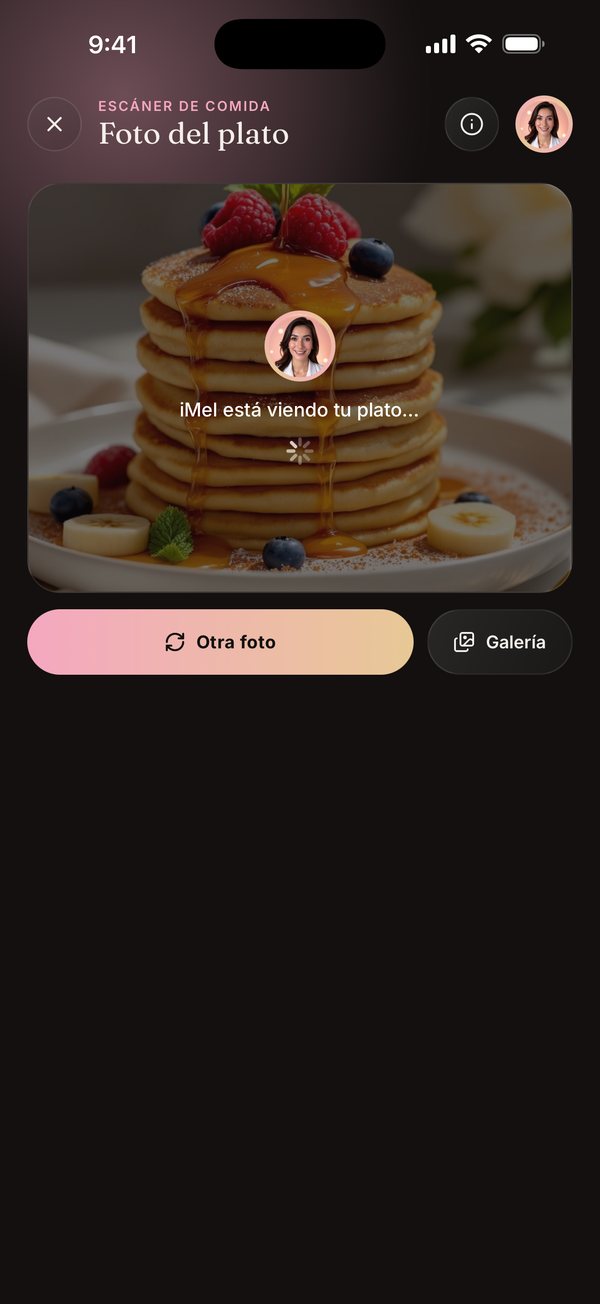 La app analizando la foto del plato